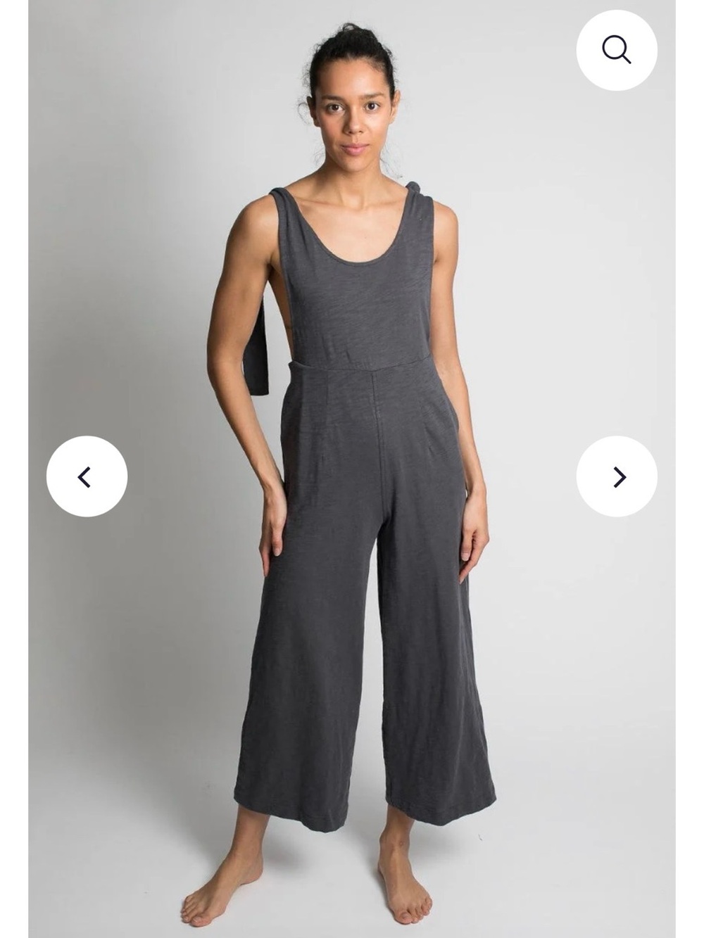 Worn Once! Charcoal Wide-Leg Tie-Strap Jumpsuit from Leallo